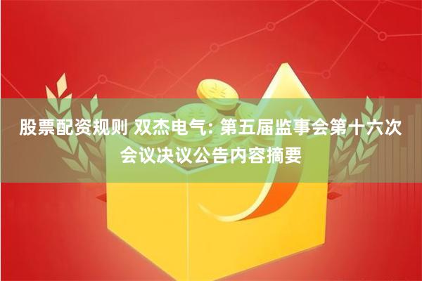 股票配资规则 双杰电气: 第五届监事会第十六次会议决议公告内容摘要