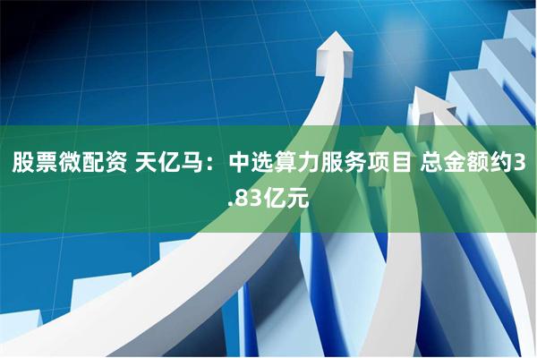 股票微配资 天亿马：中选算力服务项目 总金额约3.83亿元